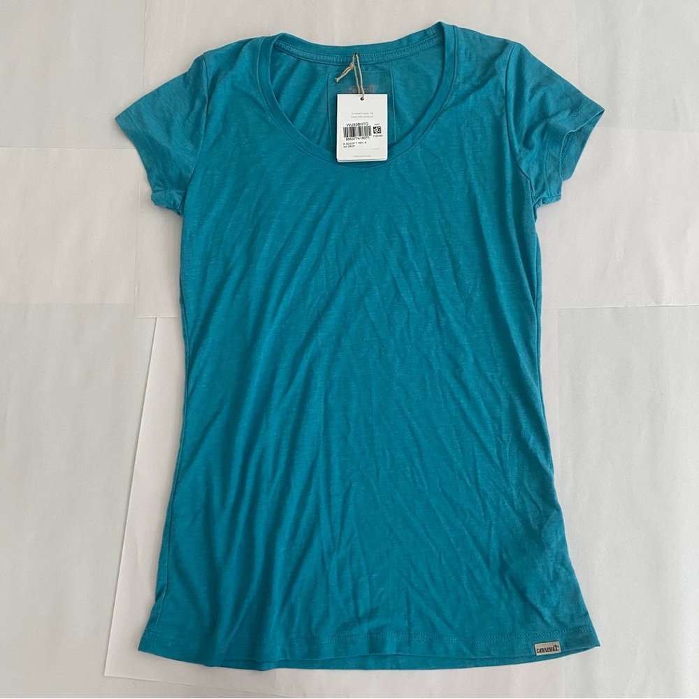 Cariloha Women’s T-Shirt Top Small Scoop Neck Bamboo Blend Soft Teal NWT